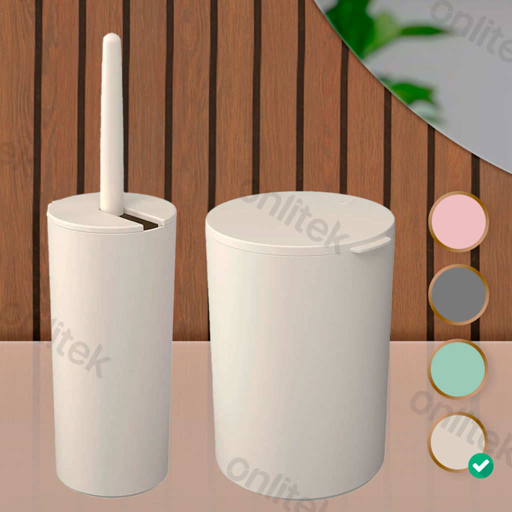 Kit Banheiro Lixeira E Escova Sanitária Lavabo Luxo Serene em Oferta na Shopee