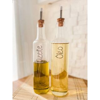 Kit 2 Galheteiros de Vidro 500ml | Bico Dosador Cortiça |  Vinagre | Azeite | Óleo em Oferta na Shopee