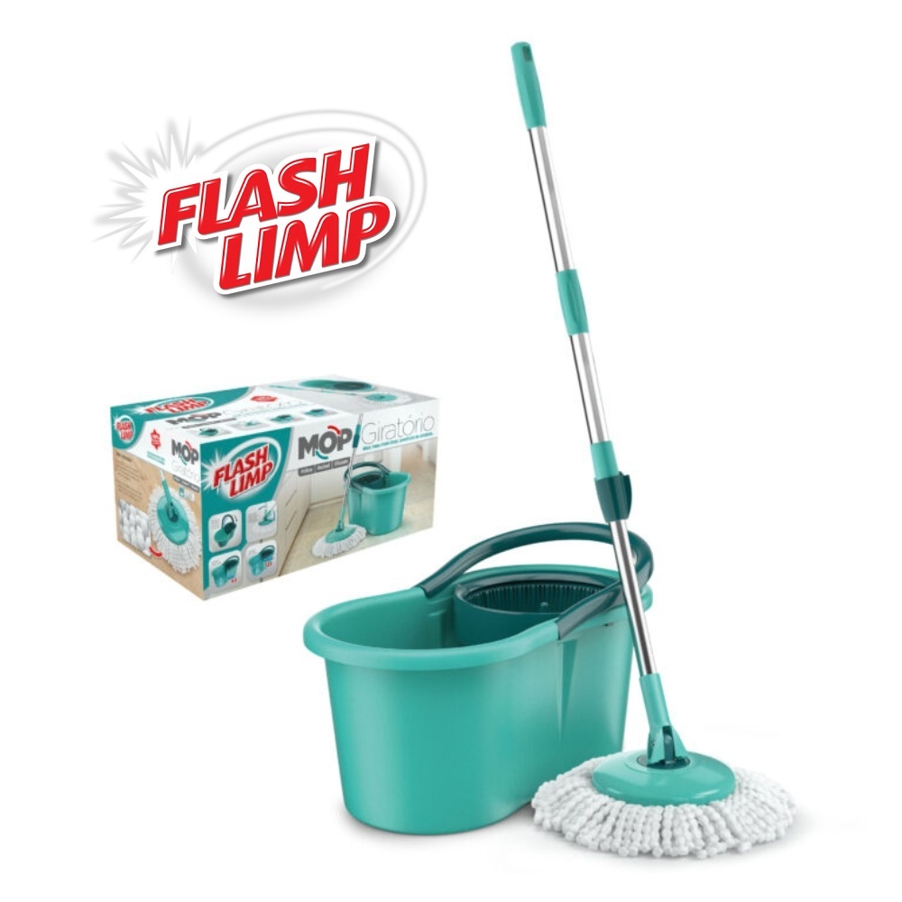 Mop Giratorio Flash Limp Esfregão Spin Balde 12 Litros Microfibra 360 MOP8209