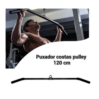 puxador barra costas pulley 120cm com giro academia musculação