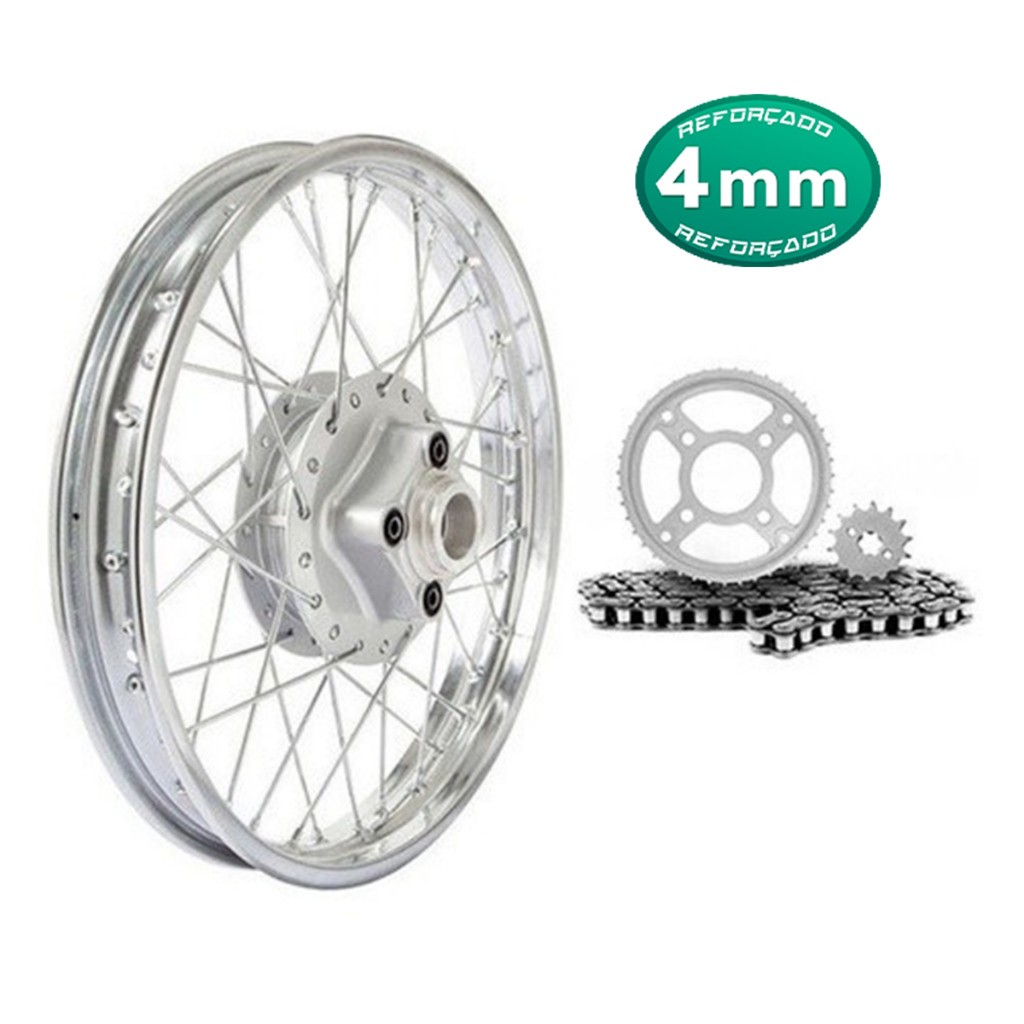 Roda Traseira Cg Titan Today 1983 á 1999 4mm Com Relação Coroa Corrente Pinhão