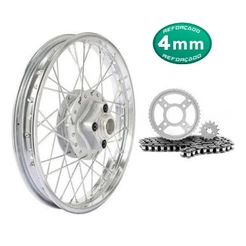 Roda Traseira Cg Titan Today 1983 á 1999 4mm Com Relação Coroa Corrente Pinhão