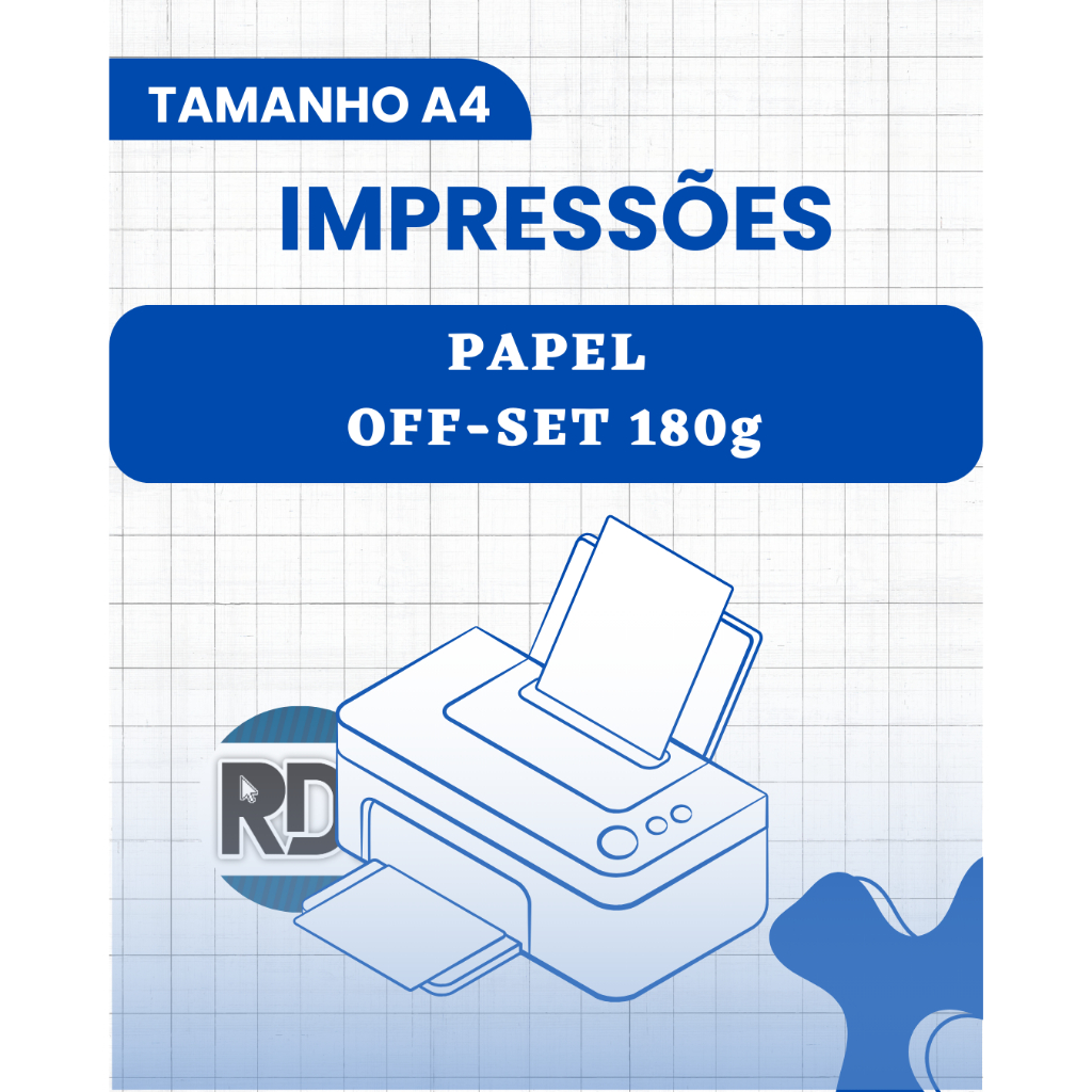 Impressões  Papel Off-Set 180g A4 - COM BORDA em Oferta na Shopee