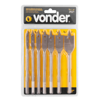 Jogo de brocas chatas, com 3 peças, de 3/8" a 5/8", com 7 peças, de 1/4" a 1", VONDER