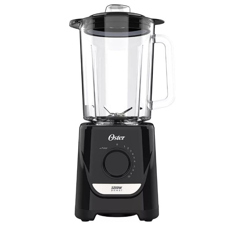 Liquidificador Power Oster OLIQ520 220V Preto Jarra de Vidro 1,8L 1250W 10 Velocidades