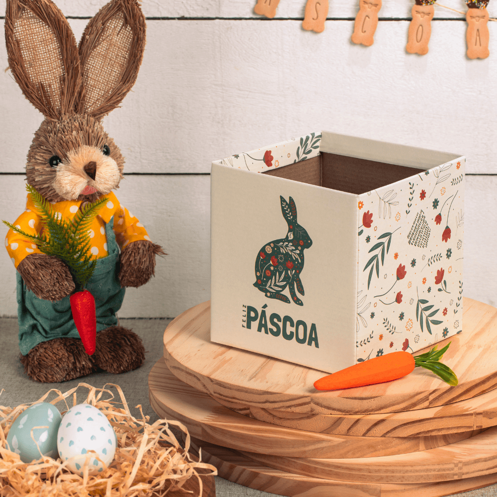 Embalagem de Páscoa- Caixa Cachepot Quadrado Para Cestas e Presentes- Florescer (Kit com 05uni)REISA em Oferta na Shopee