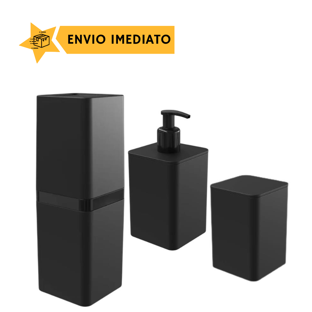 Kit Banheiro Dispenser Porta Escova e Porta Algodao C Tampa em Oferta na Shopee