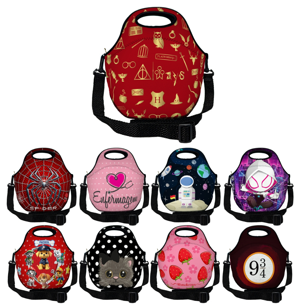 Bolsa Lancheira Térmica Feminina em Neoprene Básica com Alça Tiracolo