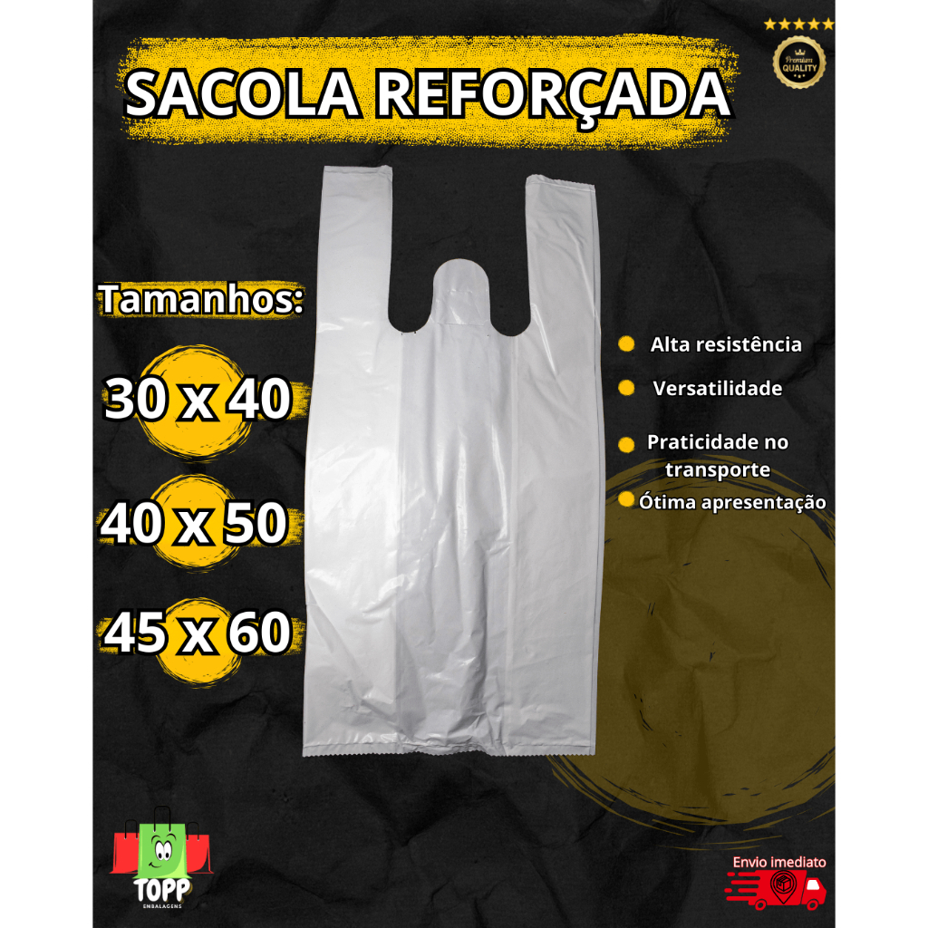 SACOLA PLASTICA RESISTENTE - 30X40 , 40X50 , 45X60 — imagem 2 de 2
