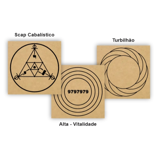 Kit 3 Gráficos Radiestesia MDF 3mm tamanho 20x20cm Scap Cabalístico, Alta - Vitalidade e Turbilhão em Oferta na Shopee