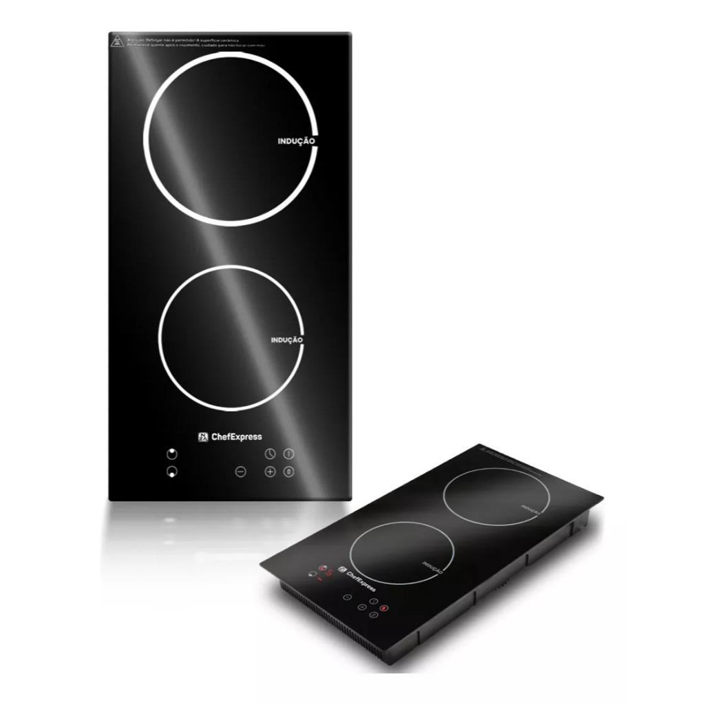 Cooktop de Indução Portátil Preto Painel Touch, Tempo e Trava de Segurança - 110V ou 220V