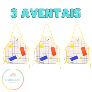 Avental Infantil Solar Xadrez Leo&Leo- 3 Unidades em Oferta na Shopee
