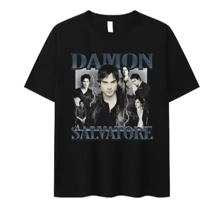 Camiseta Estampa Adulto/Infantil Lançamento Unissex Em Algodão Damon Salvatore, Diários de um Vamoiro. em Oferta na Shopee