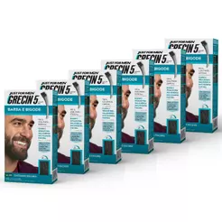 Kit 6x unidades - Grecin 5 Color Gel Barba e Bigode Castanho Escuro M-100 28g - Cobre os fios grisalhos em 5 minutos