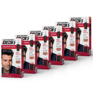 Kit 6x unidades - Grecin 5 Shampoo Tintura Tonalizante Preto H-55 60ml - Cobre os cabelos grisalhos em 5 minutos. em Oferta na Shopee