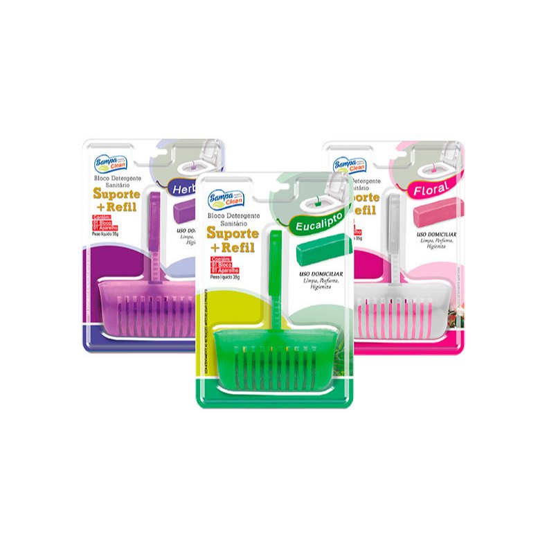 Kit 3 Bloco Sanitário Bloquinho Para Vaso Sanitário Com Refil