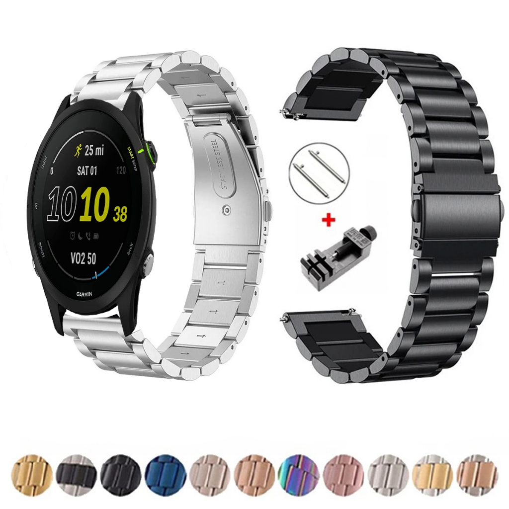 Pulseira de 18mm Metal Elos de aço inox para Smartwatch Garmin forerunner 255s (41mm) de Engate Rapido