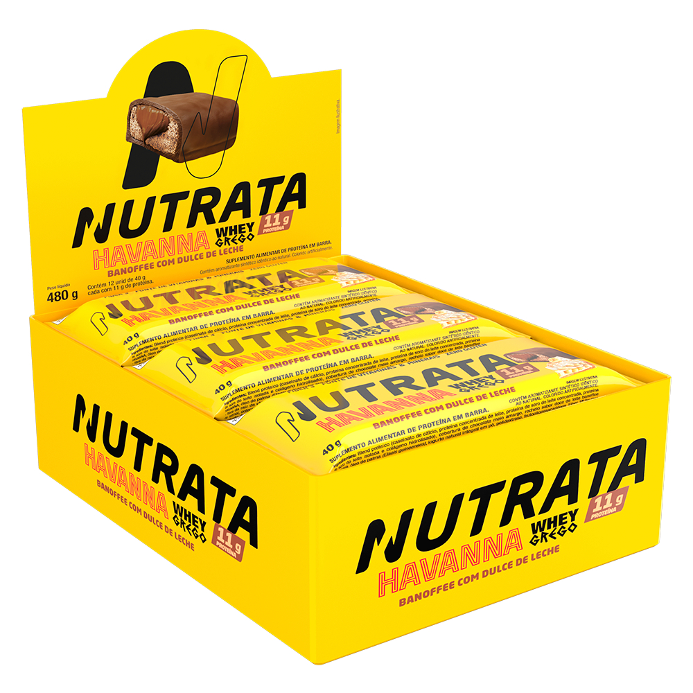 Nutrata Whey Grego Bar Havanna Display 12 Barras de 40g Cada - Barrinha de Proteína