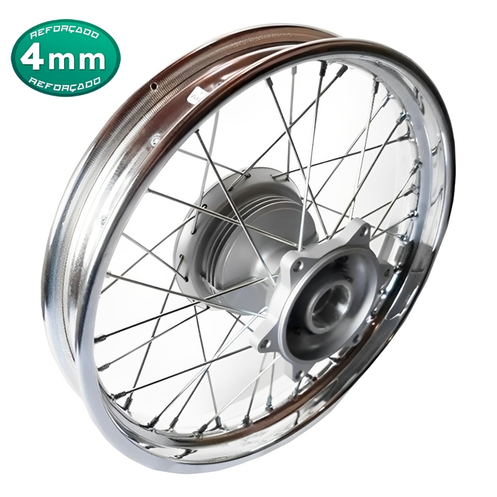 Roda Aro Jante Calha Folha Traseiro Nxr Bros 125 150 160 Raio Cromado 4mm Montada Alinhada Tambor