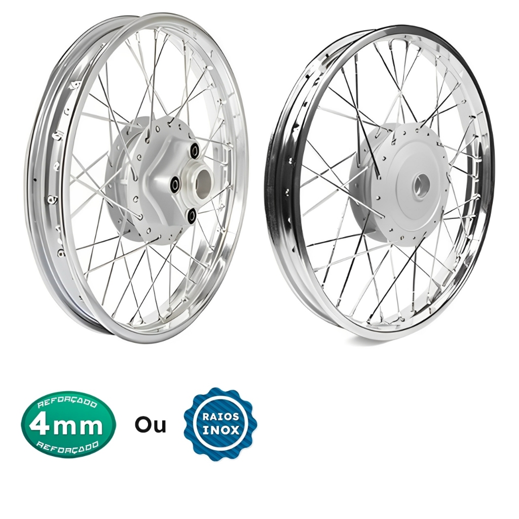 Par De Jante Roda Alinhada Com Raio 4mm ou Inox Titan 125 2000 Á 2004 Fan 125 2005 Á 2008 Tambor