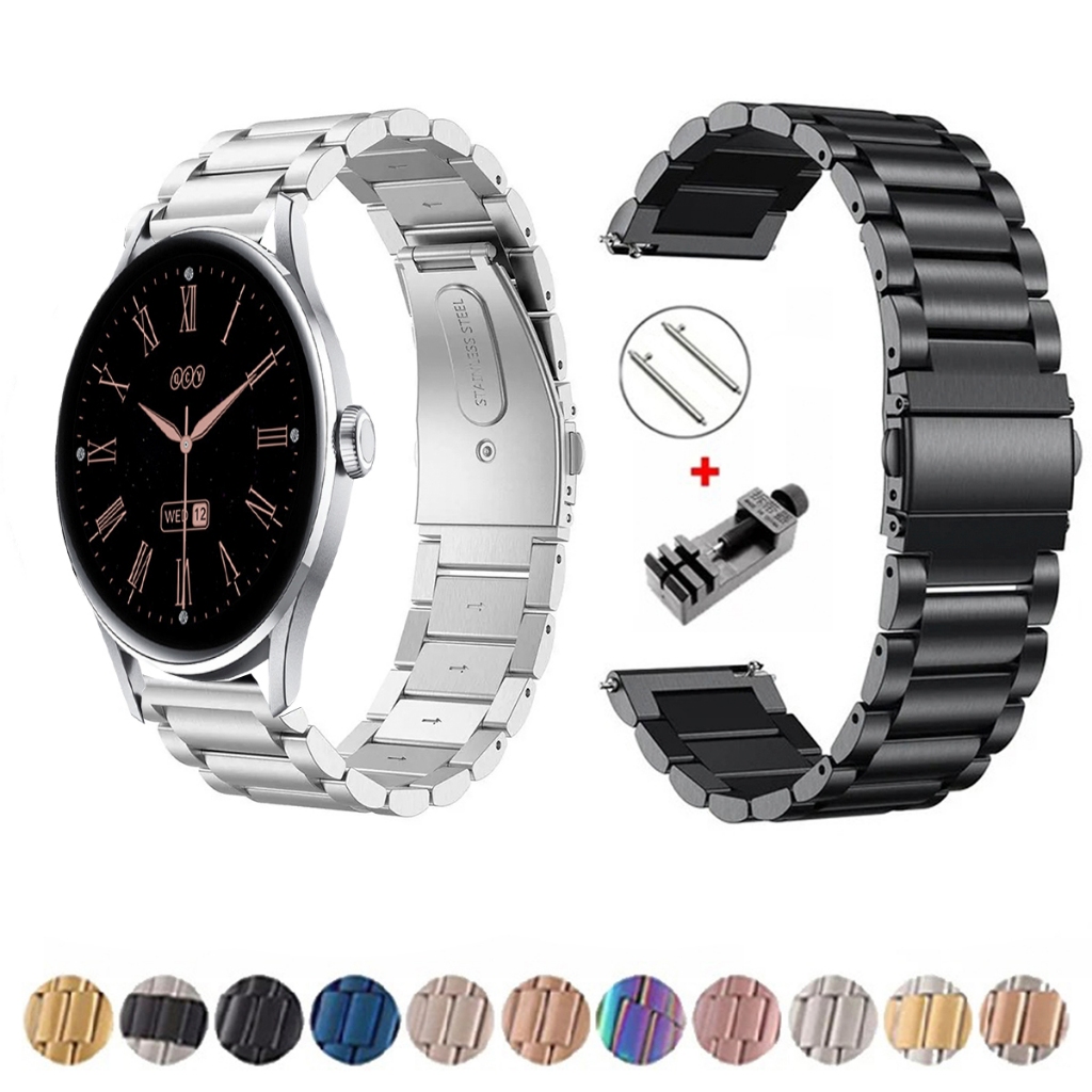 Pulseira de 18mm Metal Elos de aço inox para Smartwatch QCY Elite S11 de Engate Rapido