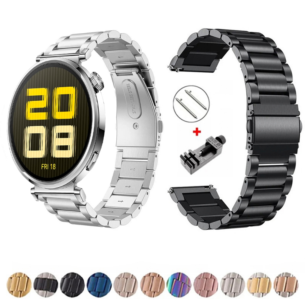 Pulseira de 18mm Metal Elos de aço inox para Smartwatch Huawei Watch GT5 41MM  de Engate Rapido