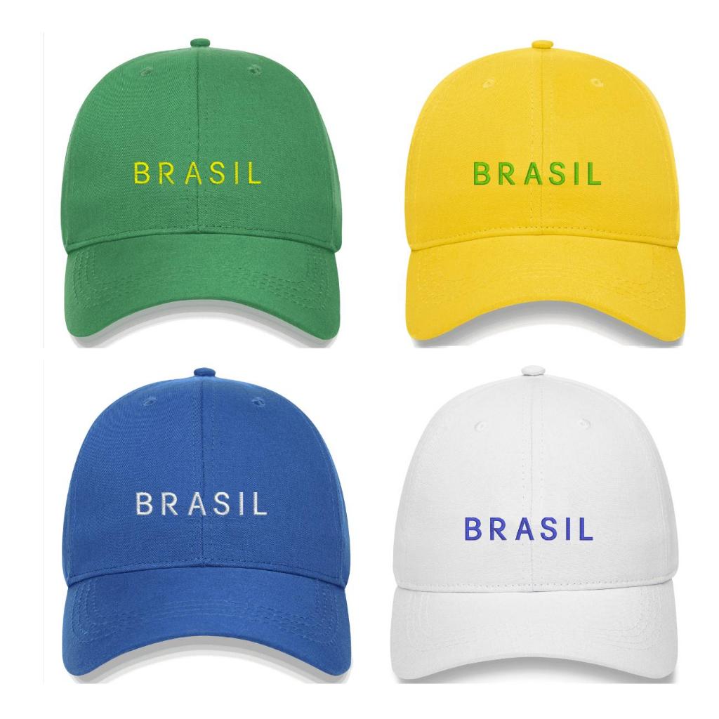 Boné BRASIL Básico Seleção Bordado Aba Curva Dad Hat em Oferta na Shopee