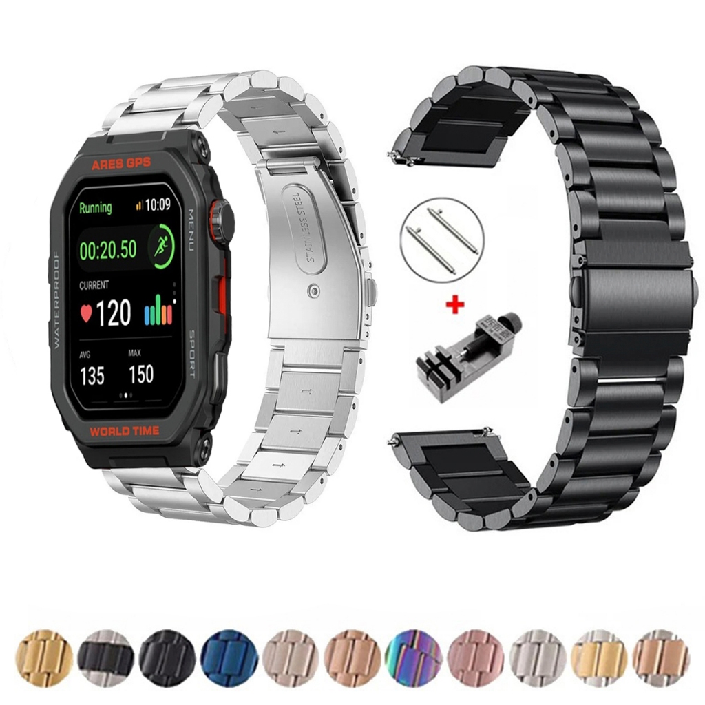 Pulseira de 18mm Metal Elos de aço inox para Smartwatch Zeblaze Ares GPS de Engate Rapido