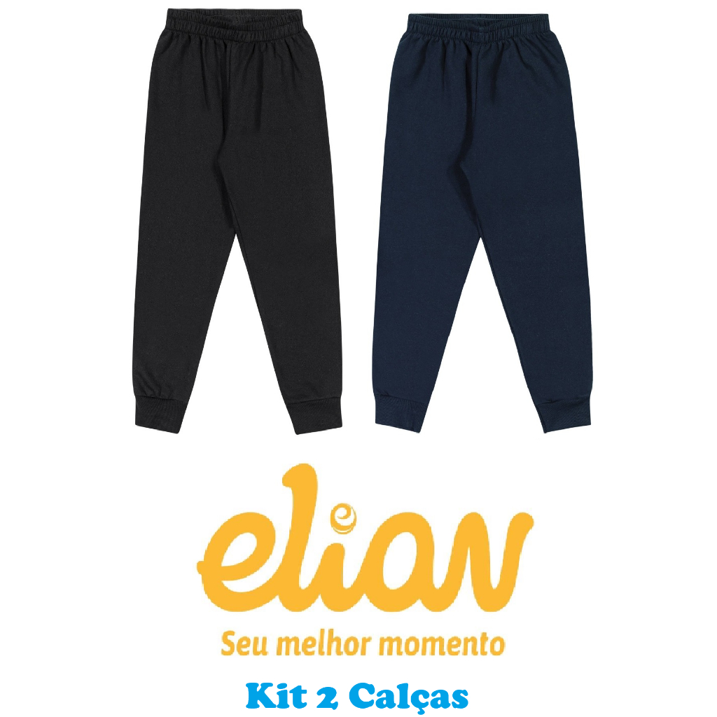 Kit 2 Calça De Moletom Flanelada Punho Infantil Tam 1 A 16 Elian Original