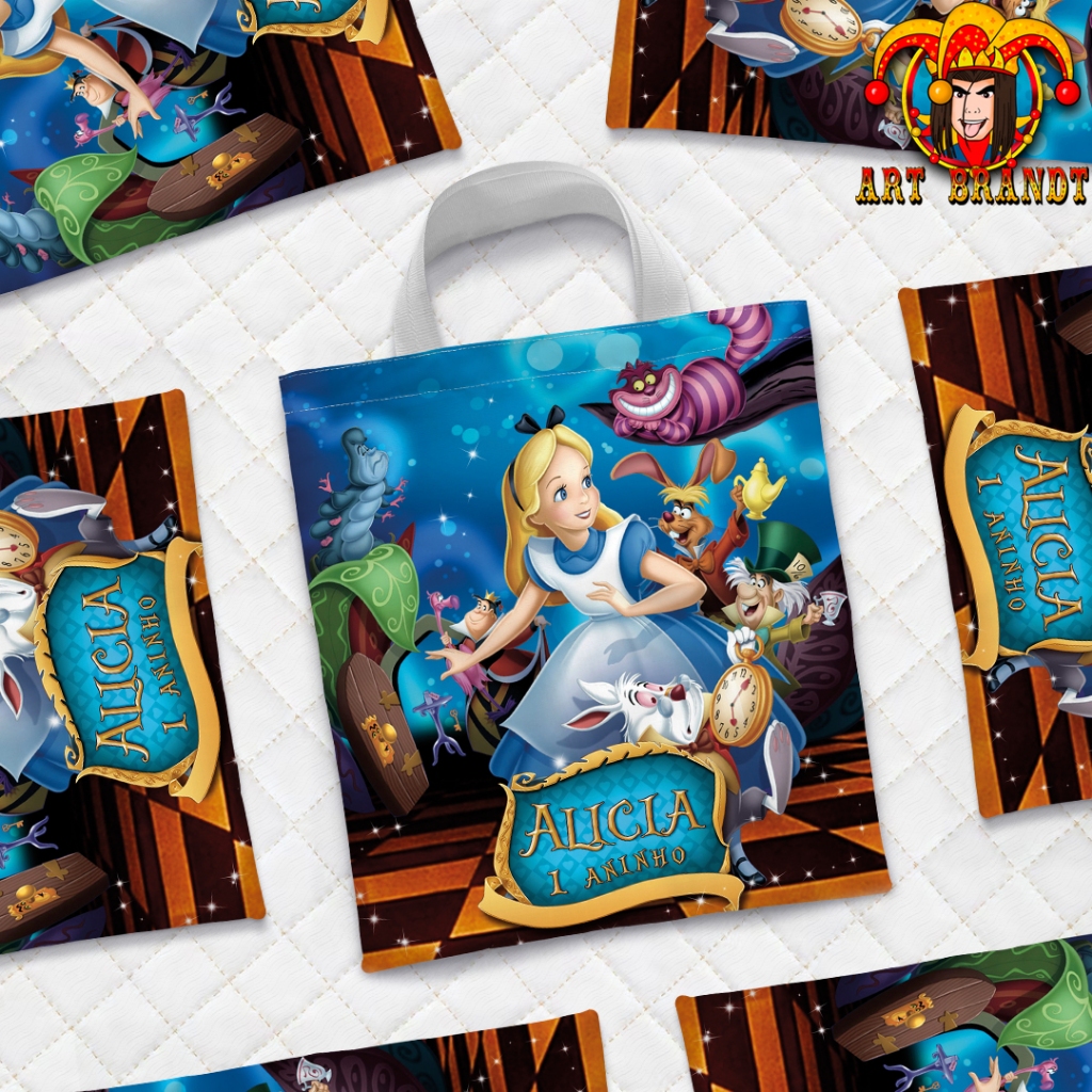 kit com 10 bolsas personalizadas sacolinha de festa Alice no País das Maravilhas