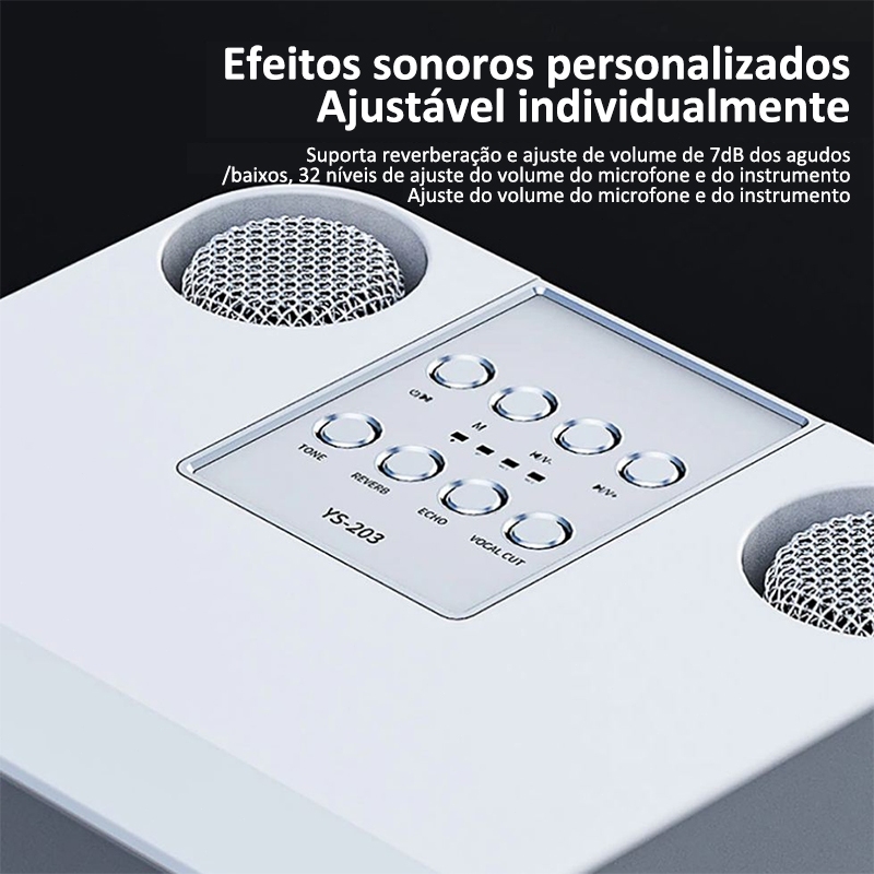 Caixa de Som Bluetooth Karaokê Com Dois Microfones Alto-falante de Potência Alta Qualidade de Som — foto 5