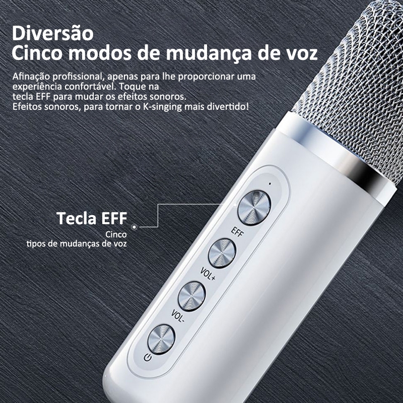 Caixa de Som Bluetooth Karaokê Com Dois Microfones Alto-falante de Potência Alta Qualidade de Som — foto 7