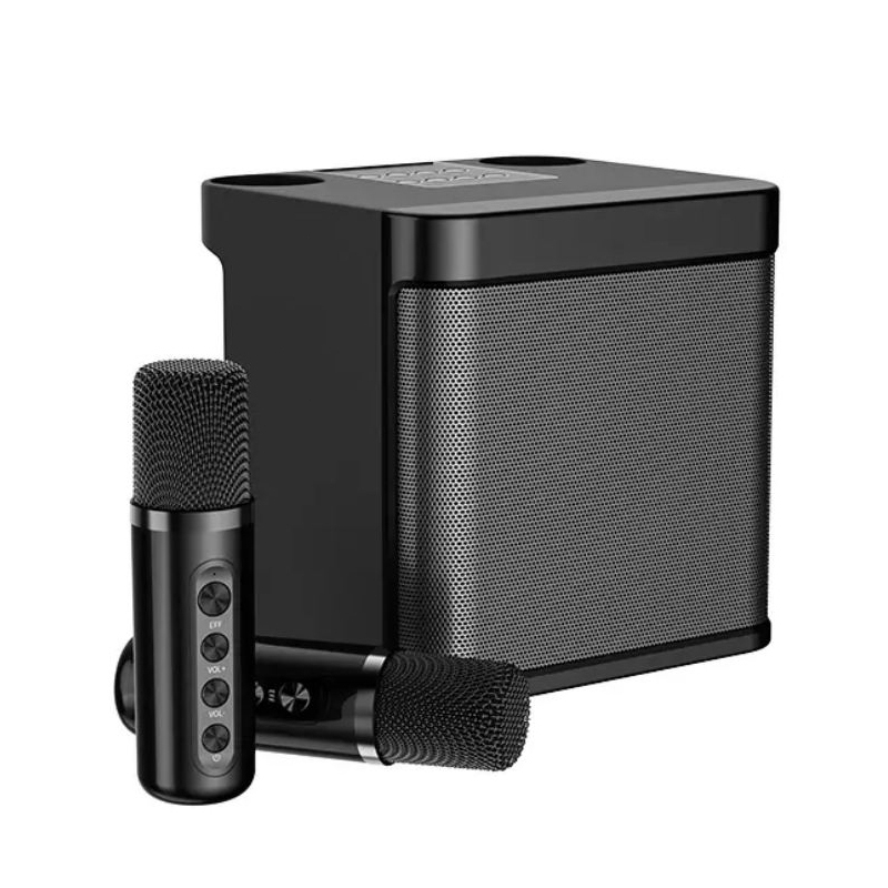 Caixa de Som Bluetooth Karaokê Com Dois Microfones Alto-falante de Potência Alta Qualidade de Som — foto 2