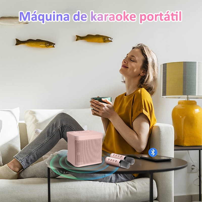 Caixa de Som Bluetooth Karaokê Com Dois Microfones Alto-falante de Potência Alta Qualidade de Som — foto 3