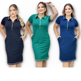 Vestido Tubinho Midi Executivo Feminino Gola Polo com Bolso Moda Evangélica Estiloso Super Fashion em Oferta na Shopee