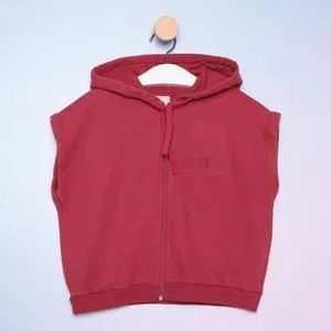 Colete Infantil (Tamanho 10) Com Capuz Moletom (Vermelho) Hering Kids