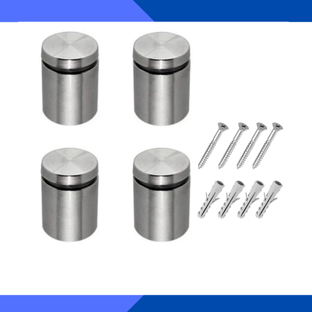 4 Prolongador Espaçador Suporte Para Vidro 2,5cm + Parafuso e bucha