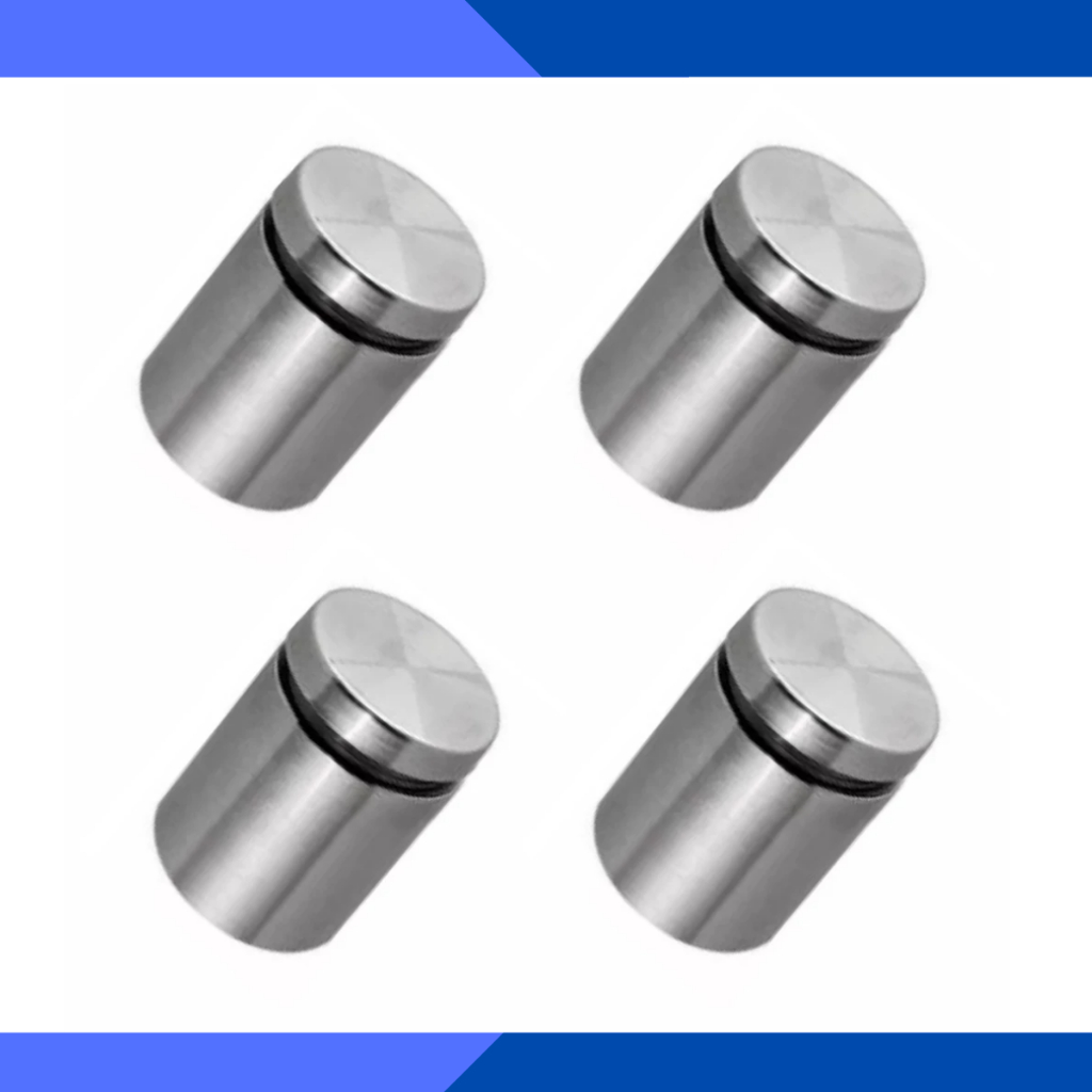 Prolongador Aço Inox Escovado Vidro Madeira 25mm x 25mm - 4 unidades