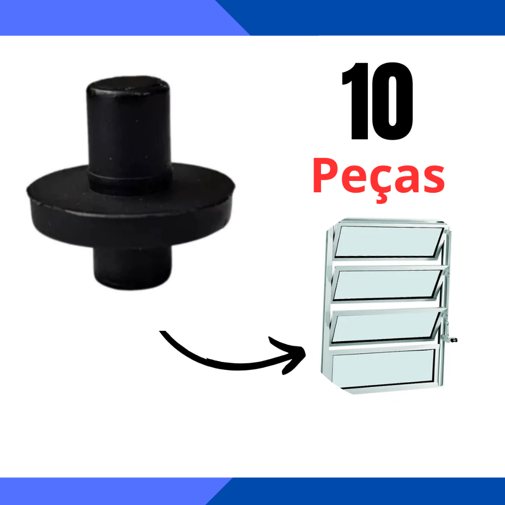 Pivô Chupetinha Preto Para Vitrô Basculante 1/4 (6.35mm) 10 Peças