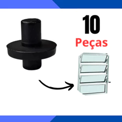 Pivô Chupetinha Preto Para Vitrô Basculante 1/4 (6.35mm) 10 Peças