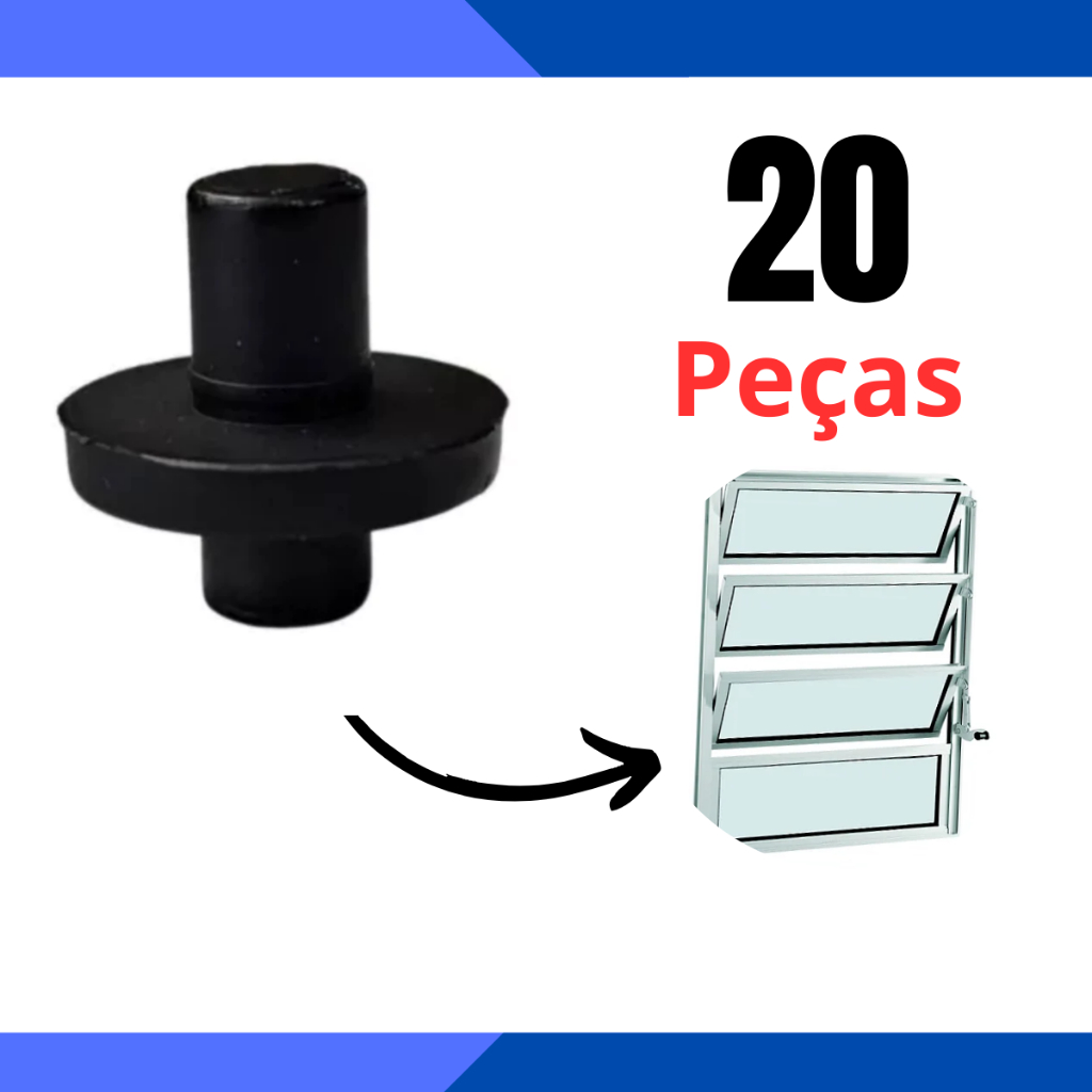Pivô Chupetinha Preto Para Vitrô Basculante 1/4 (6.35mm) 20 Peças