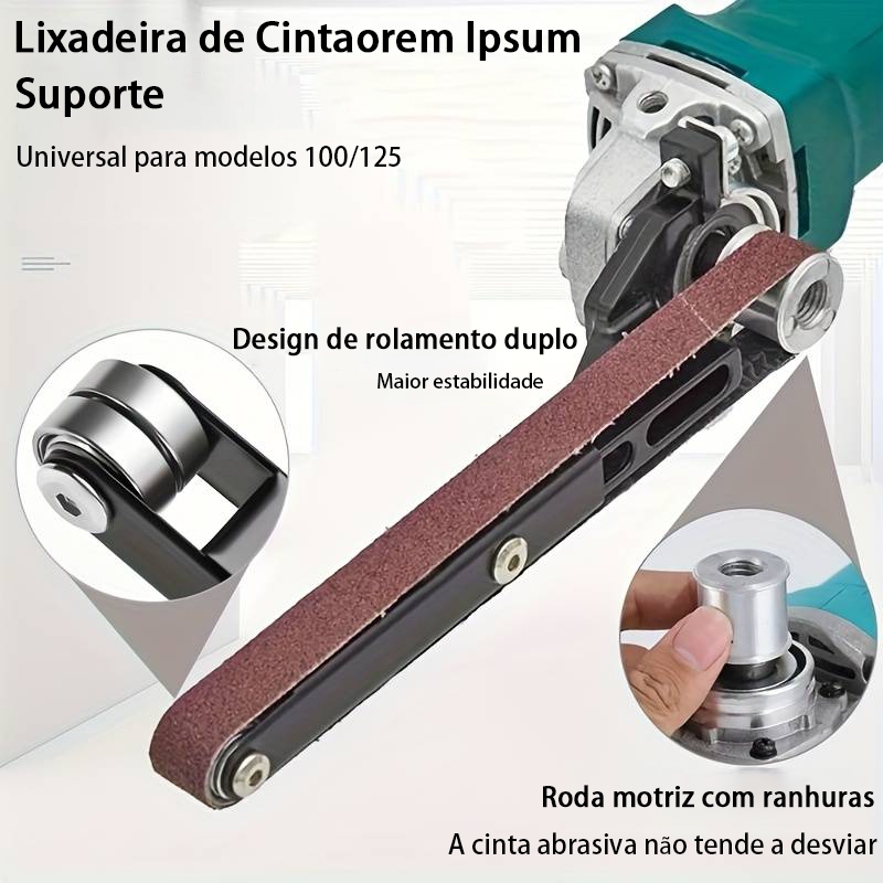 Adaptador de Lixadeira de Correia para Esmerilhadeira, Kit Conversão 100, Preto - Acessório Prático e Portátil