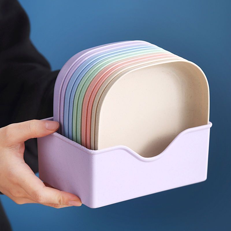 Kit Conjunto 10 Pratos Com Base Plásticos Duros Reutilizaveis