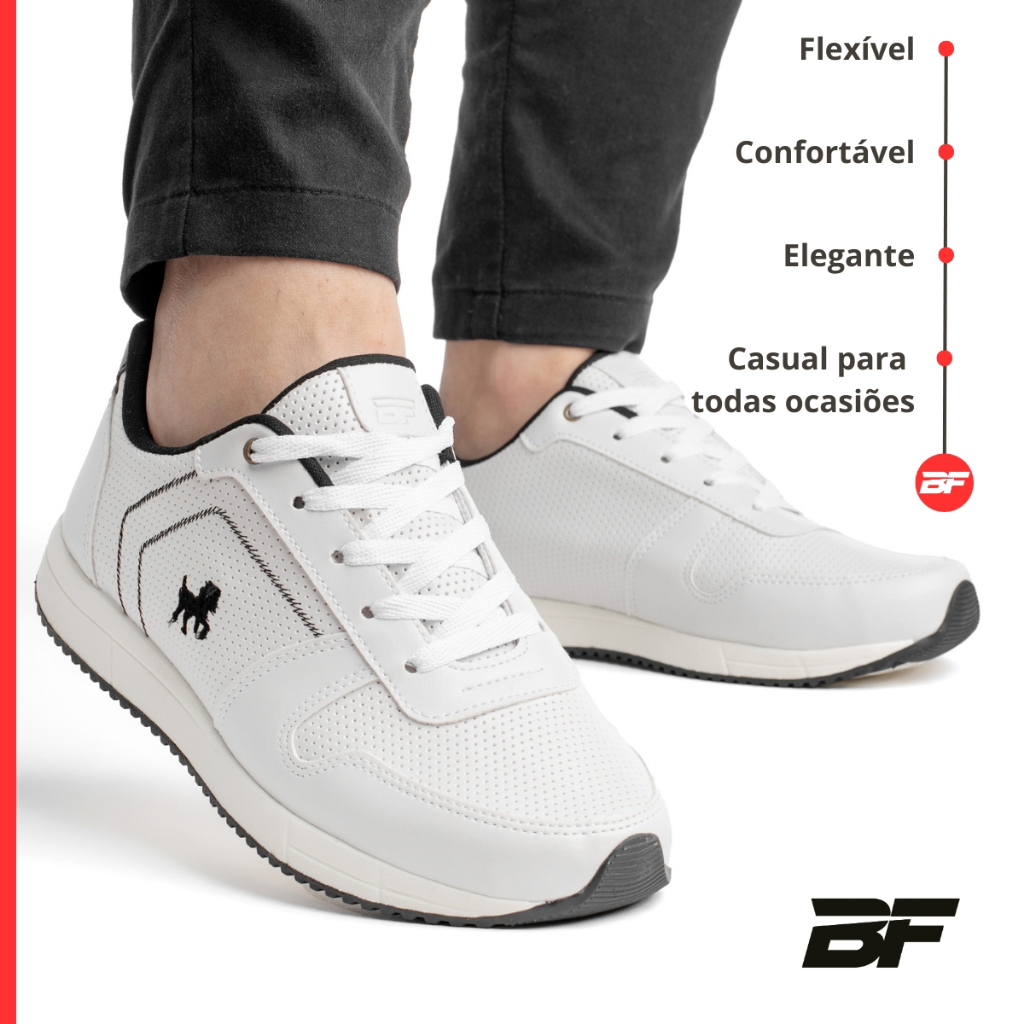 Tênis Masculino Casual Polo BF Shoes Confortável Sapatênis Estiloso para Trabalho e Passeio Couro