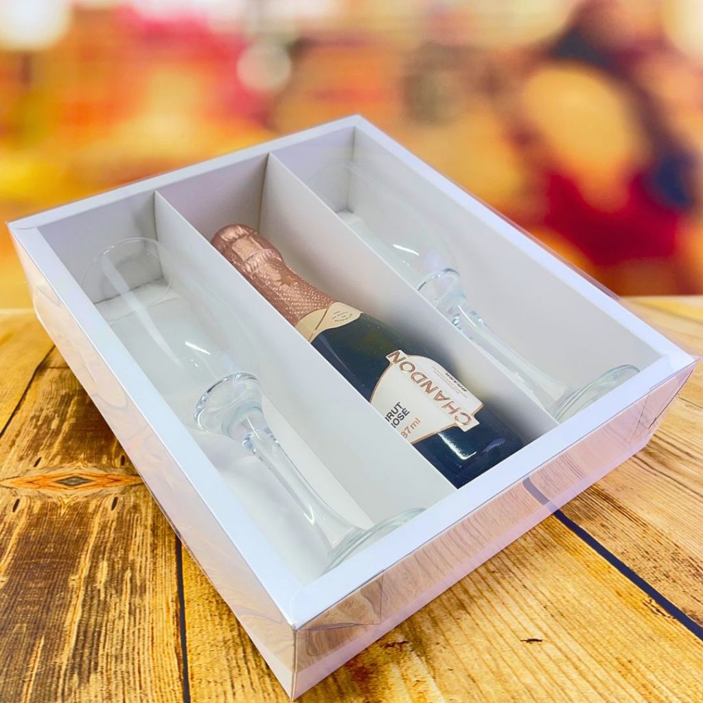 5~20 CAIXA MINI CHAMPANHE PARA DUAS TAÇAS 22,5X19X6,2 BRANCA ASSK