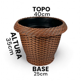 Vaso fita sintetica balde planta flor redondo com borda G em Oferta na Shopee