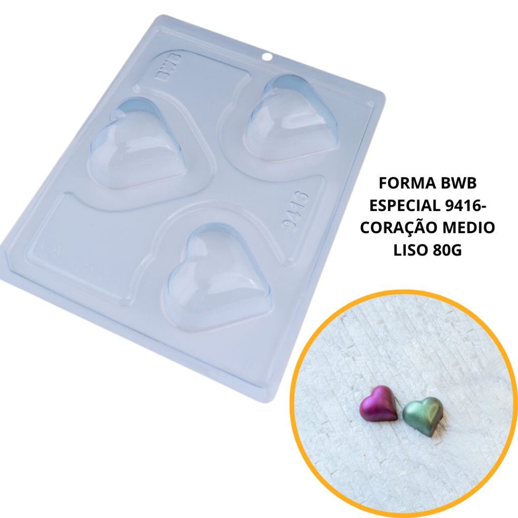 1~4 Coração Médio Liso 80 g forma bwb com silicone (3 partes) cod 9416// em Oferta na Shopee