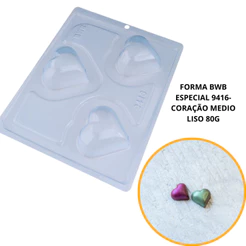 1~4 Coração Médio Liso 80 g forma bwb com silicone (3 partes) cod 9416//