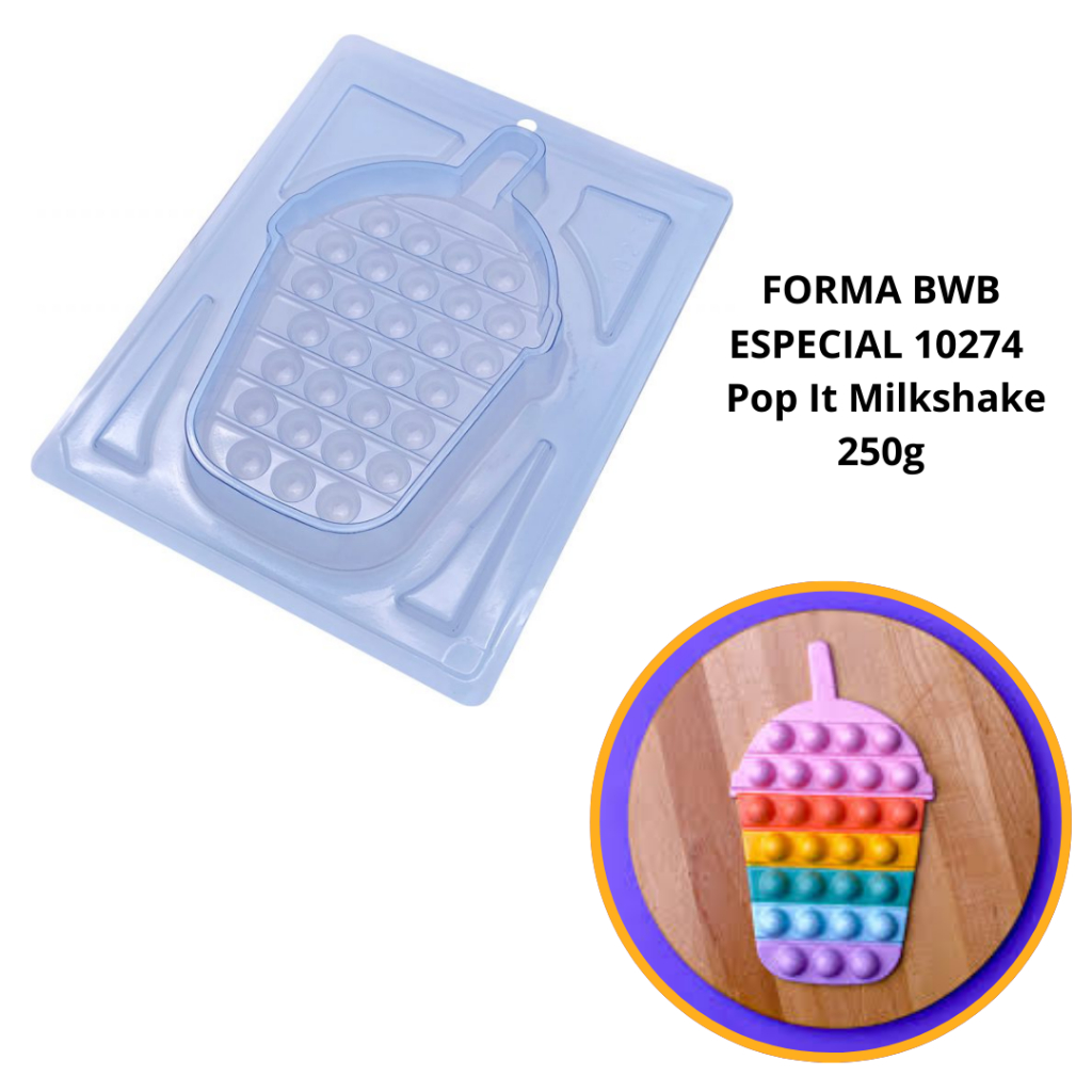 1~4 FORMAS BWB P/ CHOCOLATES (3 PARTES) SILICONE POP ITS FIDGET TOY DIA DAS CRIANÇAS- CÓD.: 10274 MILK SHAKE. - Home & Living