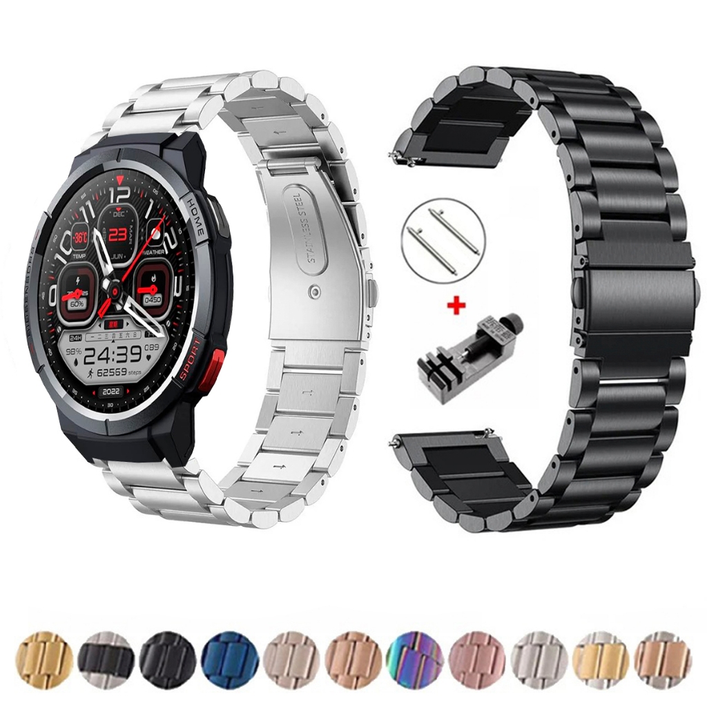 Pulseira de 18mm Metal Elos de aço inox para Smartwatch Mibro GS de Engate Rapido